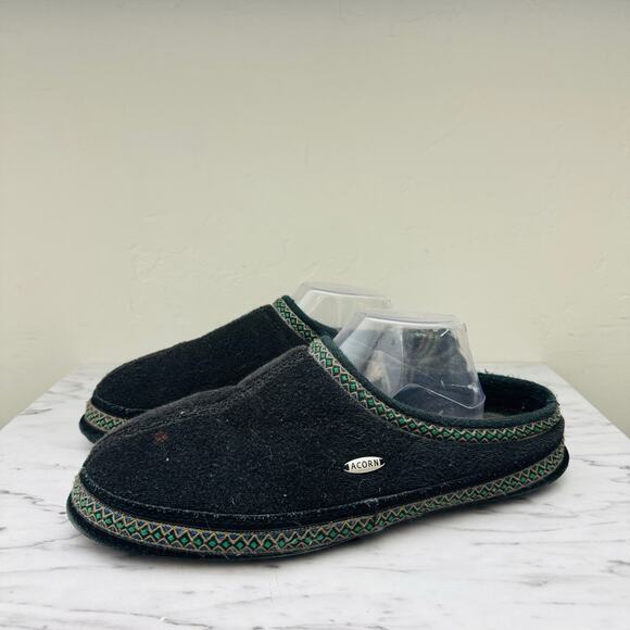 Acorn Black Felt Slippers Men’s Size 11 - Picture 1 of 10